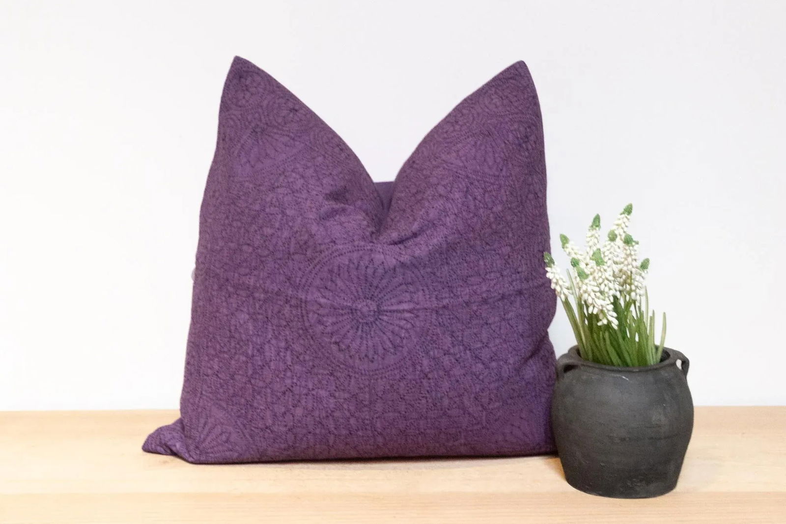 Ripe Plum Hand-Stitched Pillow Cover - 7