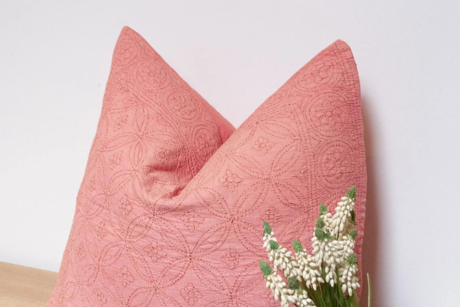 Rose Quartz Hand-Stitched Pillow Cover - 4