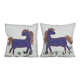 Suzani Horse Pictorial Pillow Cover - a Pair