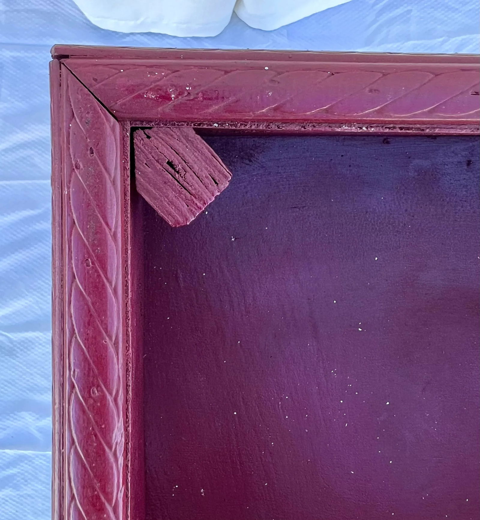 Vintage Red Split Bamboo and Rattan Caning Plant Stand Newly Painted Ruby Red - 10