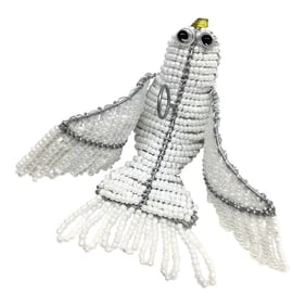 Artisan Hand Beaded White Bird Hanging Ornament
