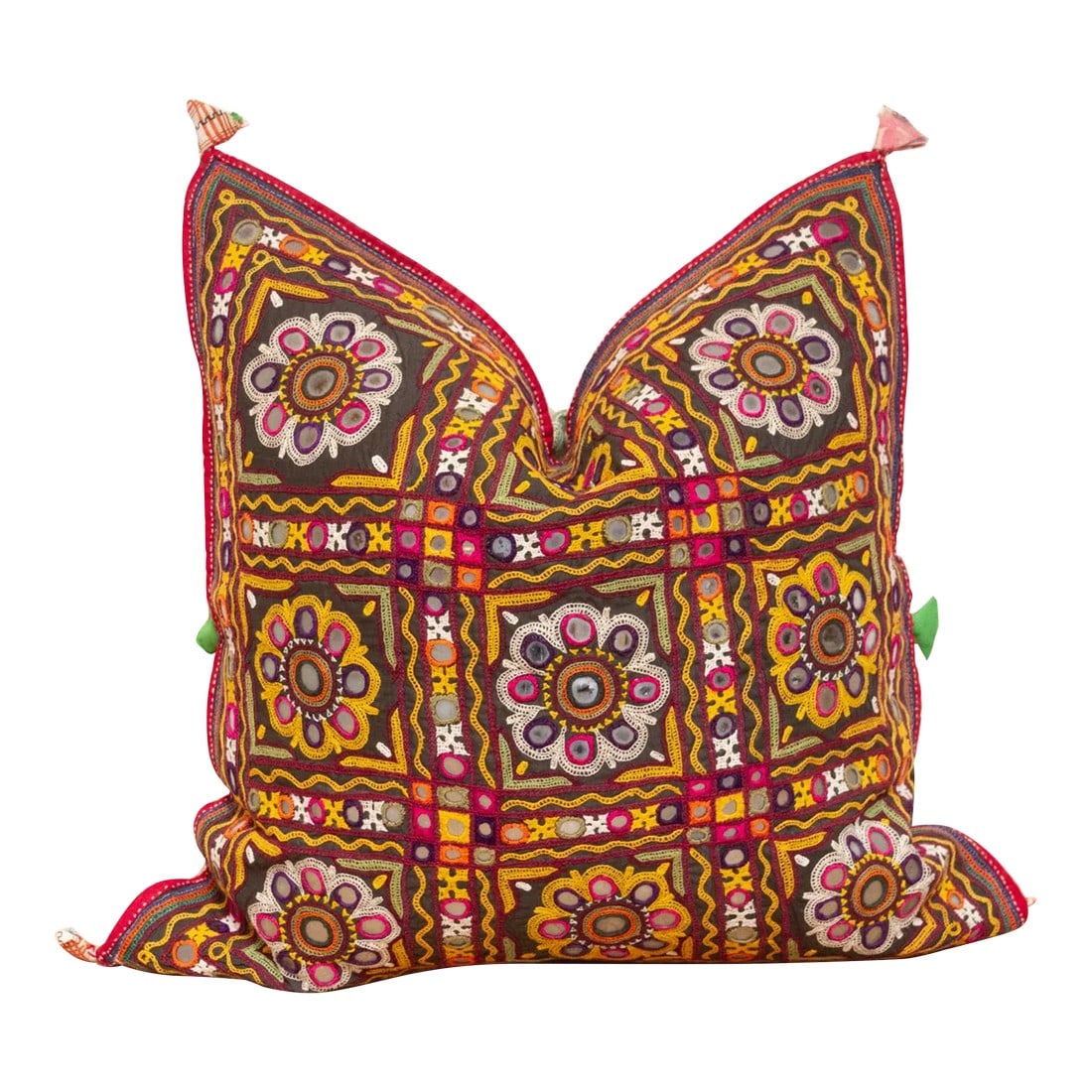 Anika Rajasthani Embroidered Decorative Pillow: Our antique embroidered decorative pillow cover is crafted by the skilled pastoralists of Upper Sind, know as the finest domestic embroiderers in the subcontinent. Embellished with fine sisha