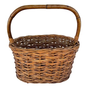 Rustic European Woven Wicker/Rattan Basket