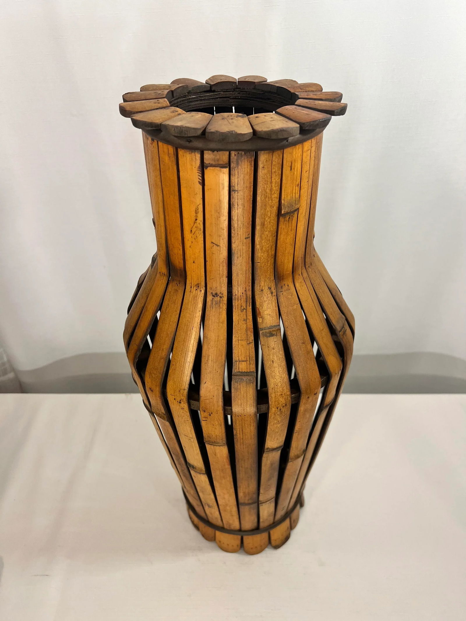 Vintage BoHo Chic Split Bamboo Floor Vase - 3