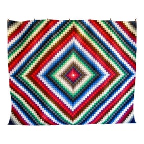 American Mid Century Modern Amish Diamond Design Quilt