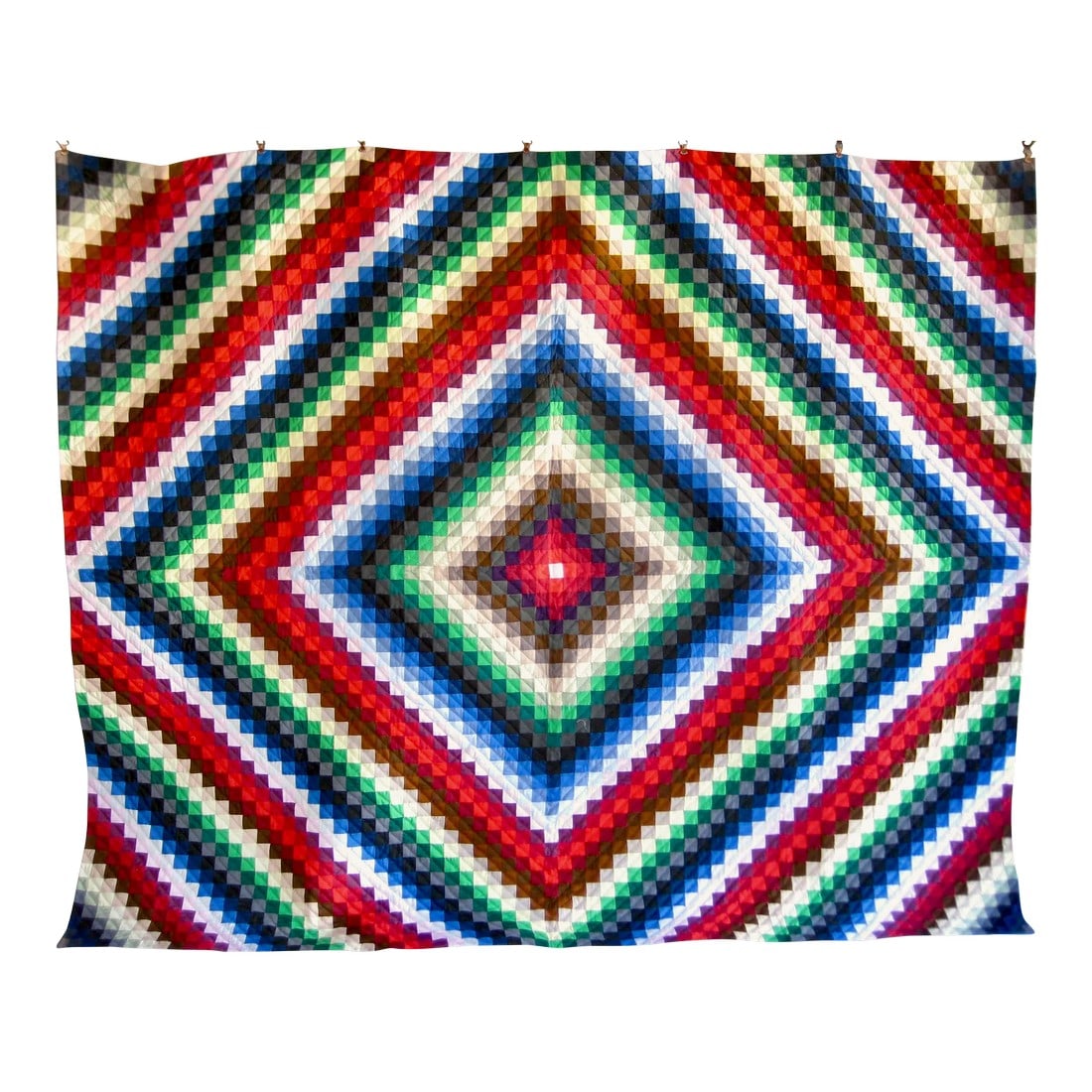 American Mid Century Modern Amish Diamond Design Quilt: This extraordinary quilt speaks by it self , stunning combination of color of little squares that form a beautiful diamond shaped , Amish quilts are famous for their unique style and this one is no