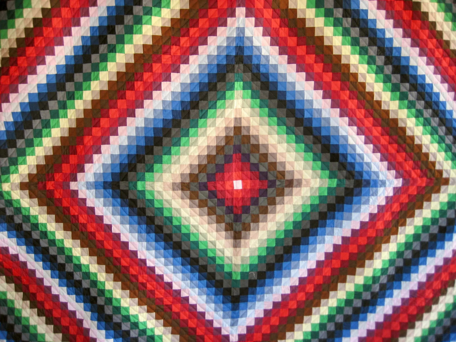 American Mid Century Modern Amish Diamond Design Quilt - 2