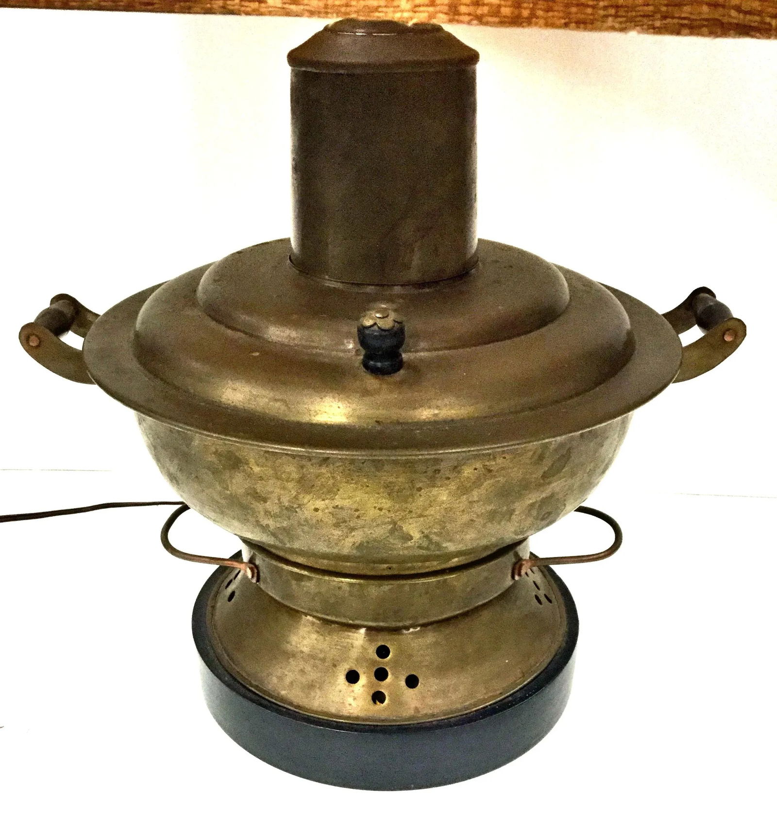 Vintage Mid Century Brutalist Brass Table Lamp - 11