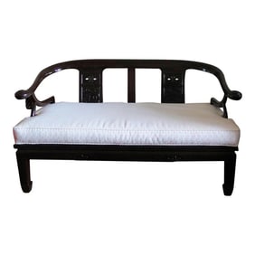 1950s Mid-Century Chinoiserie Cherry Wood Settee/Bench in the Manner of James Mont