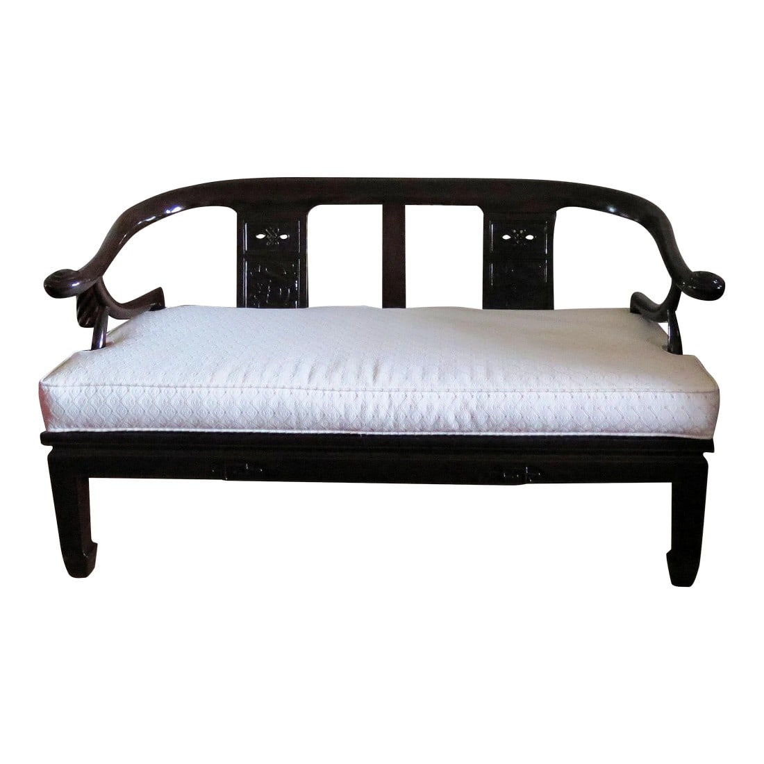 1950s Mid-Century Chinoiserie Cherry Wood Settee/Bench in the Manner of James Mont