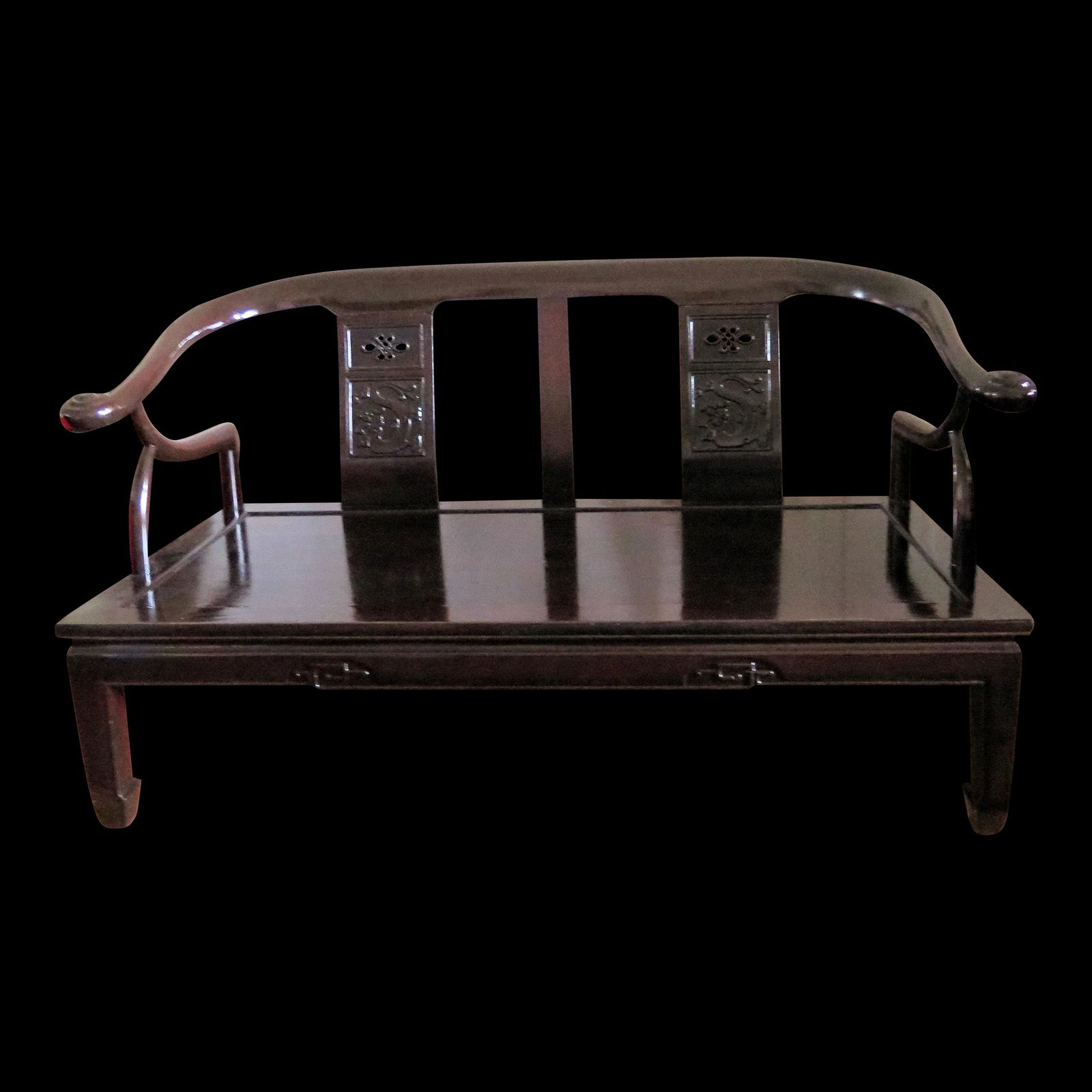1950s Mid-Century Chinoiserie Cherry Wood Settee/Bench in the Manner of James Mont - 2