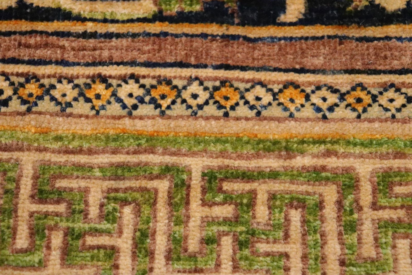 1980s Shabby Chic Ziegler Blue Green Hand-Knotted Wool Rug - 9'1'' X 11'5'' - 5