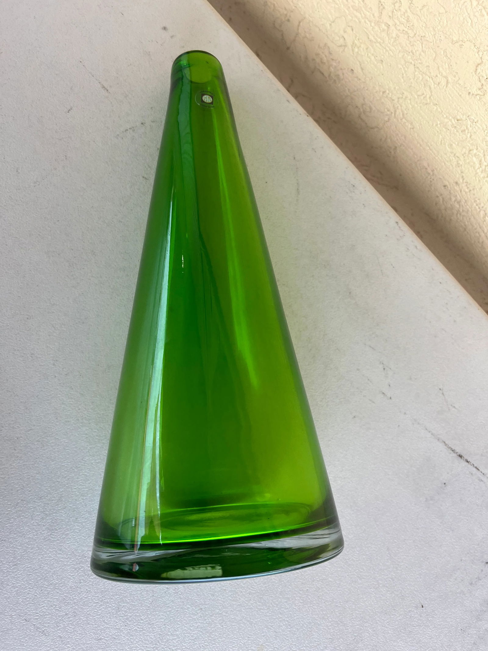 Mid Century Green Art / Vase Glass by Tarnowiec - 5