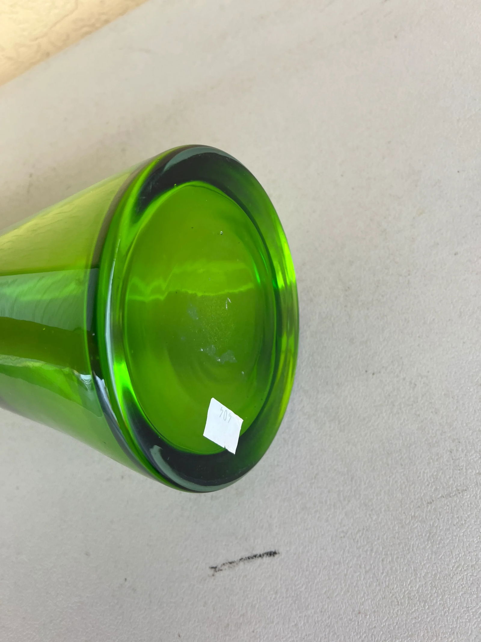 Mid Century Green Art / Vase Glass by Tarnowiec - 7