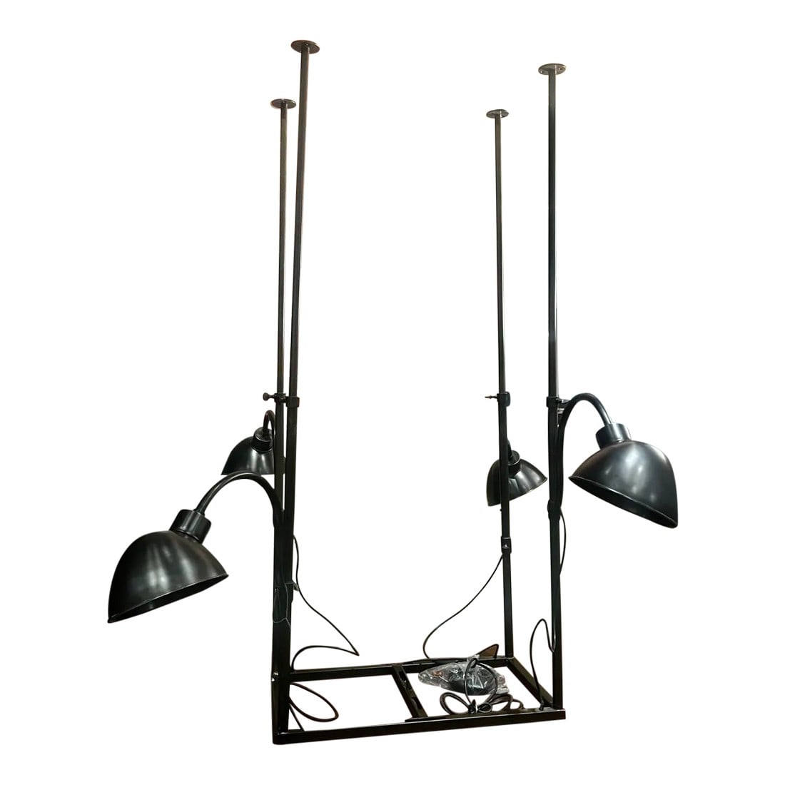 Restoration Hardware Ceiling 4 Light Pendant: NOTE: Delivery: Occasional delivery is available throughout the East Coast at competitive rates. Please inquire for availability and a quote. Industrial metal 4 light ceiling pendant by Restoration