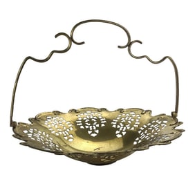 Vintage Solid Brass French Fruit Basket