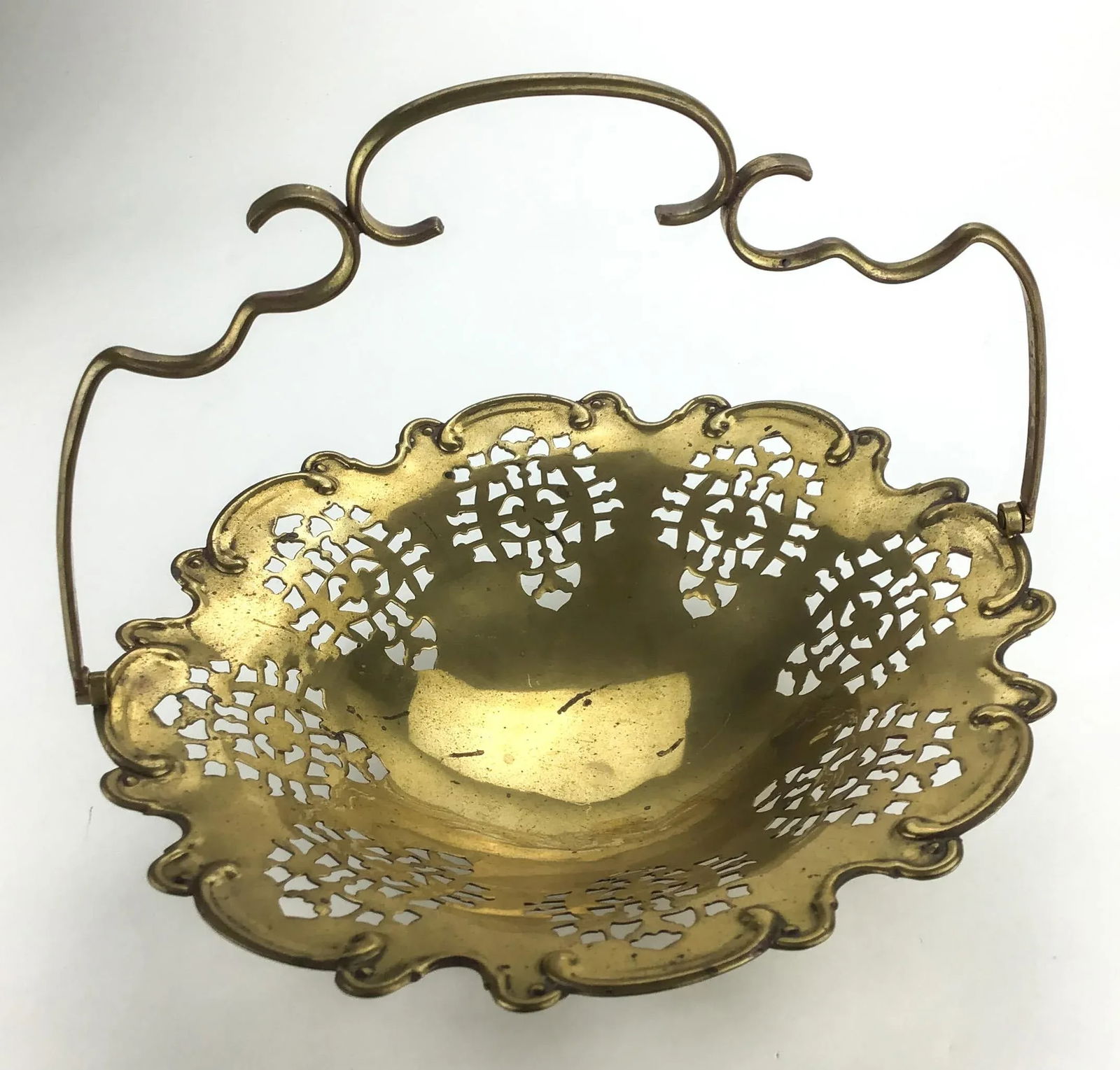 Vintage Solid Brass French Fruit Basket - 2