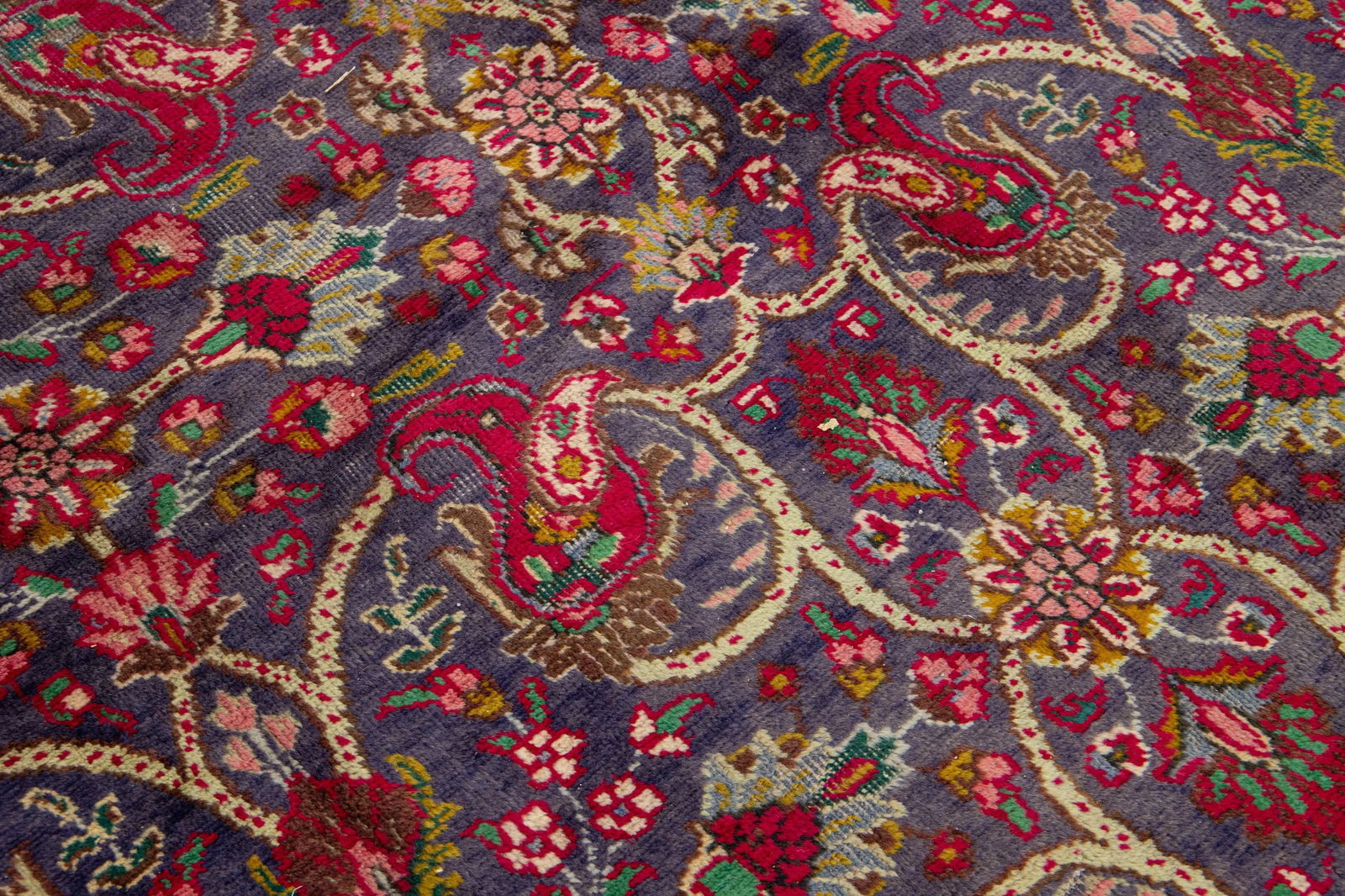 Blue Vintage Persian Tabriz Handmade Wool Rug With Allover Floral Motif - 7