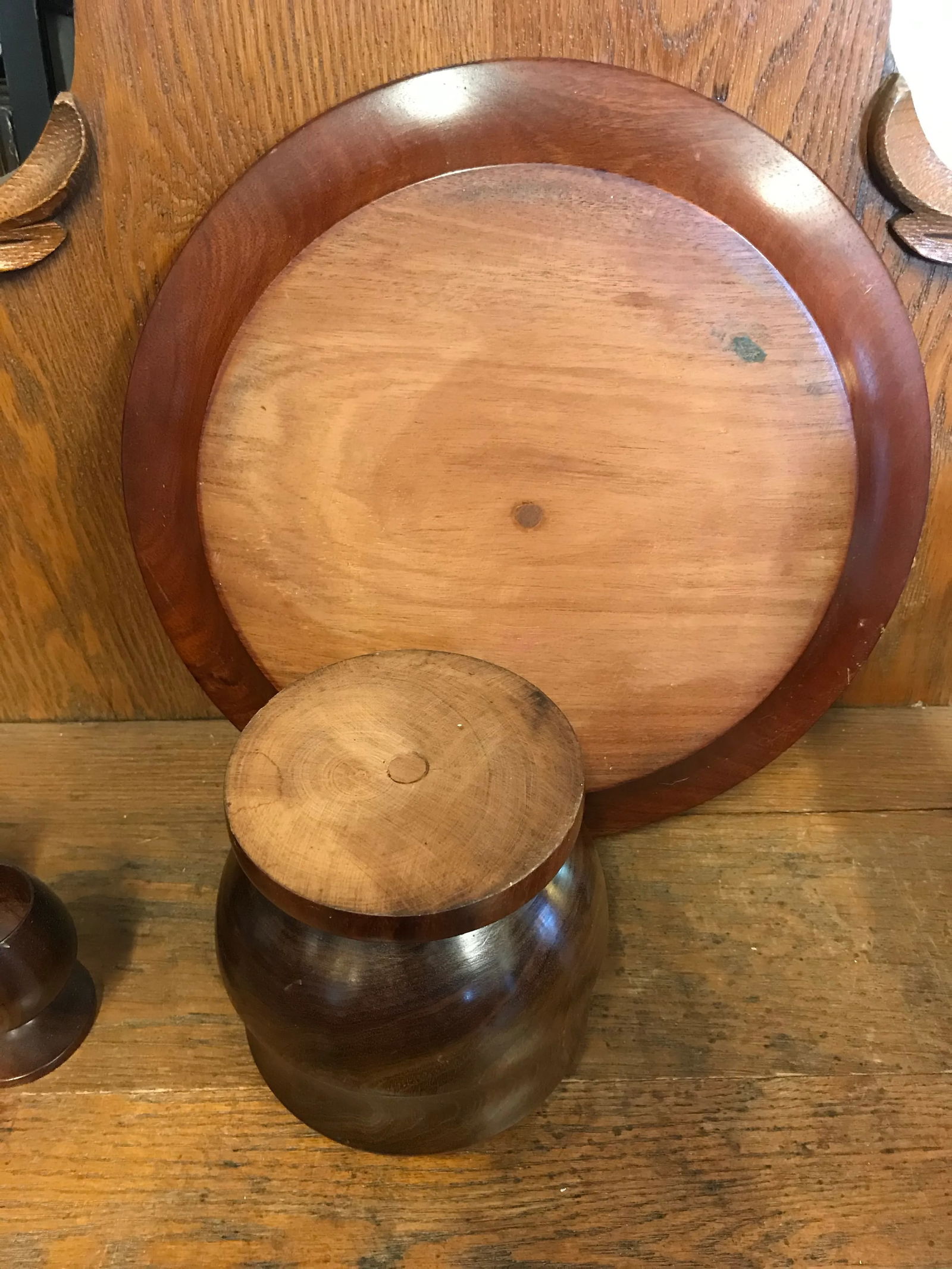 1960s Wood Decanter & Glasses Set- 8 Pieces - 10
