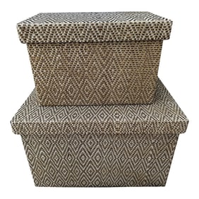 Pair of Woven Straw Nesting Boxes