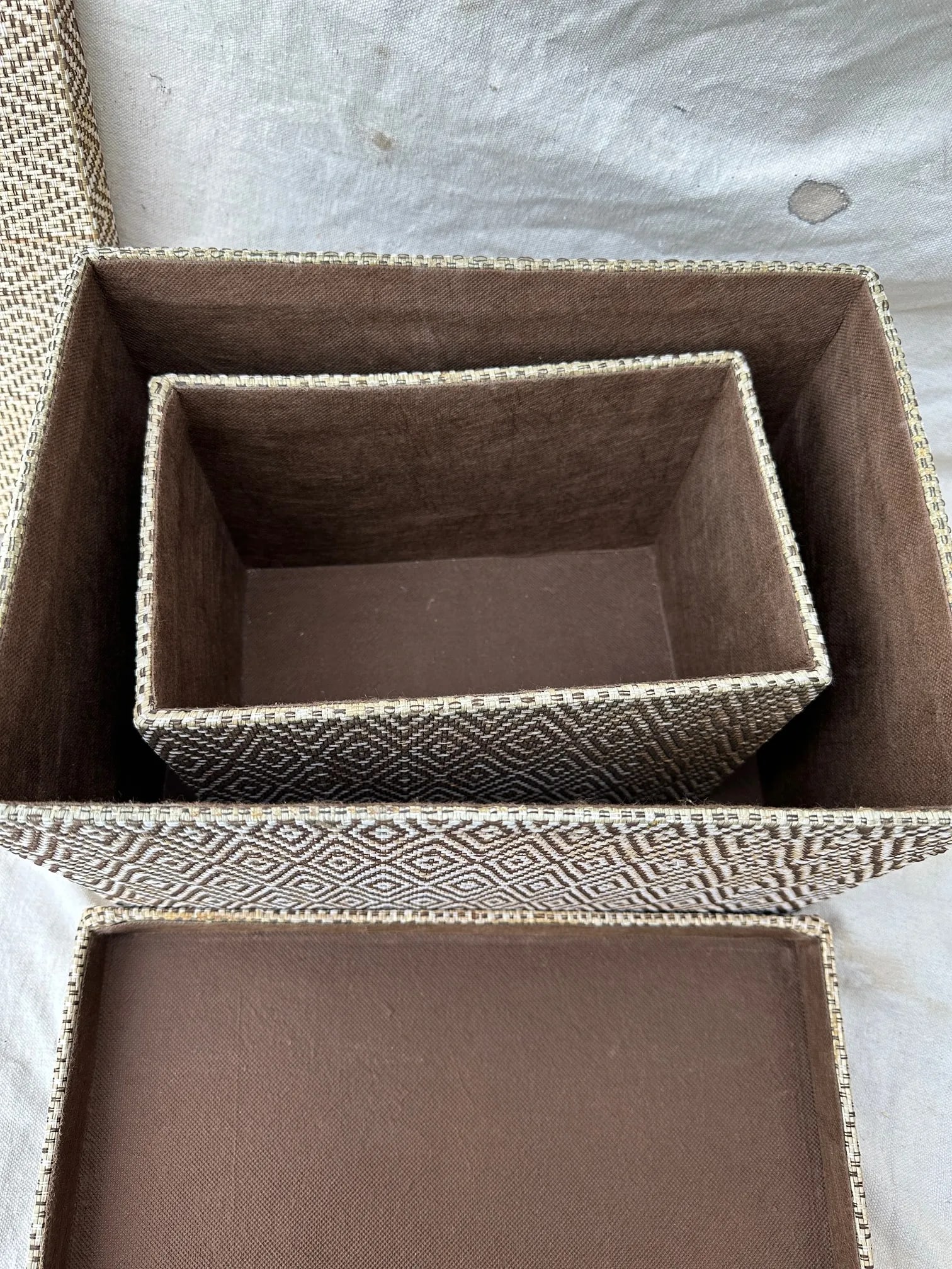 Pair of Woven Straw Nesting Boxes - 6