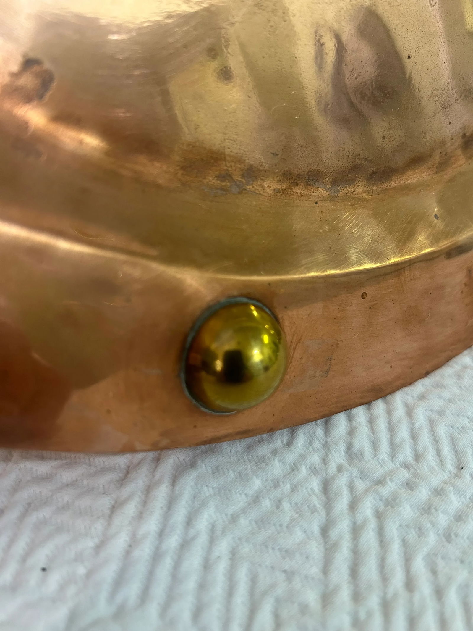 Mid 20th Century Hand Forged Copper Tray With Brass Buttons - 3