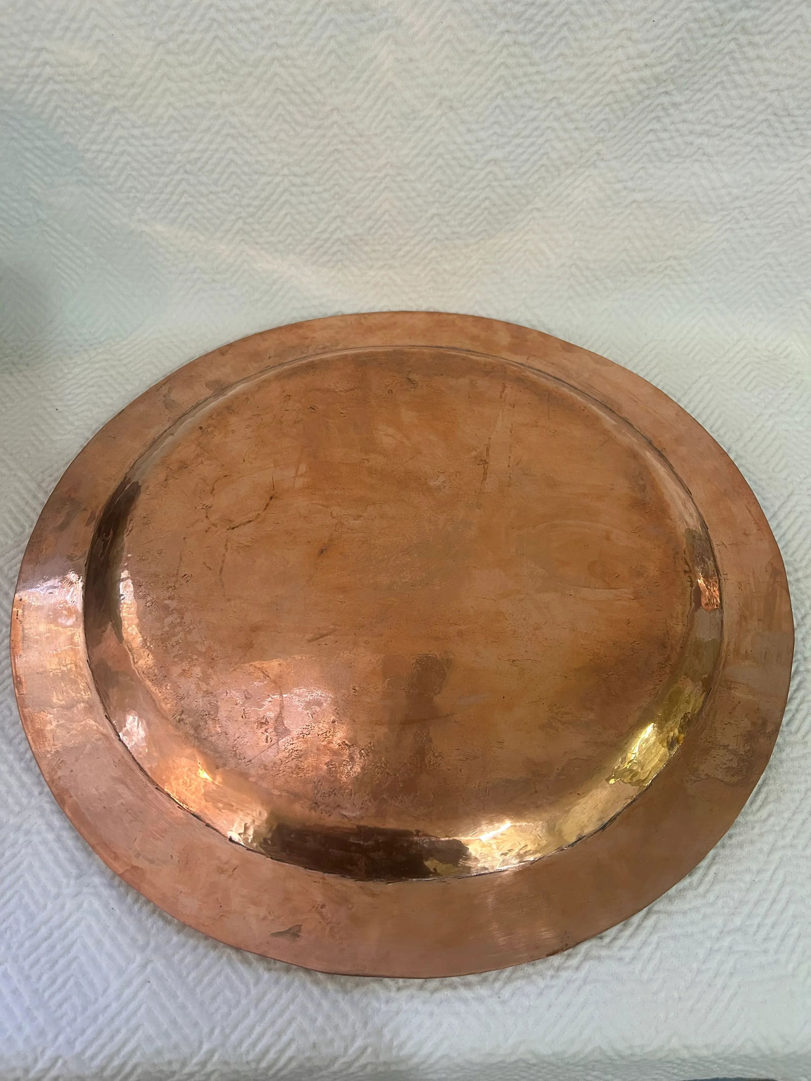 Mid 20th Century Hand Forged Copper Tray With Brass Buttons - 4