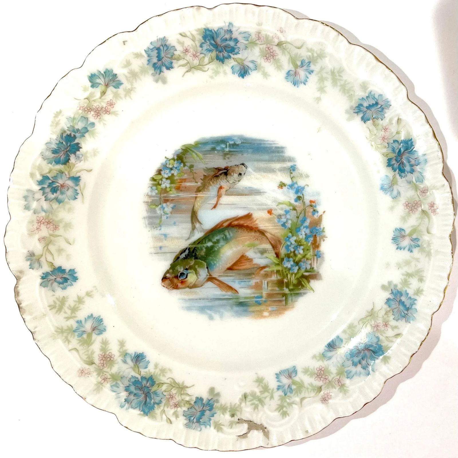 Antique Edwardian Porcelain Fish Service for Eight - Joseph Schachtel, Germany- 9 Pieces - 7