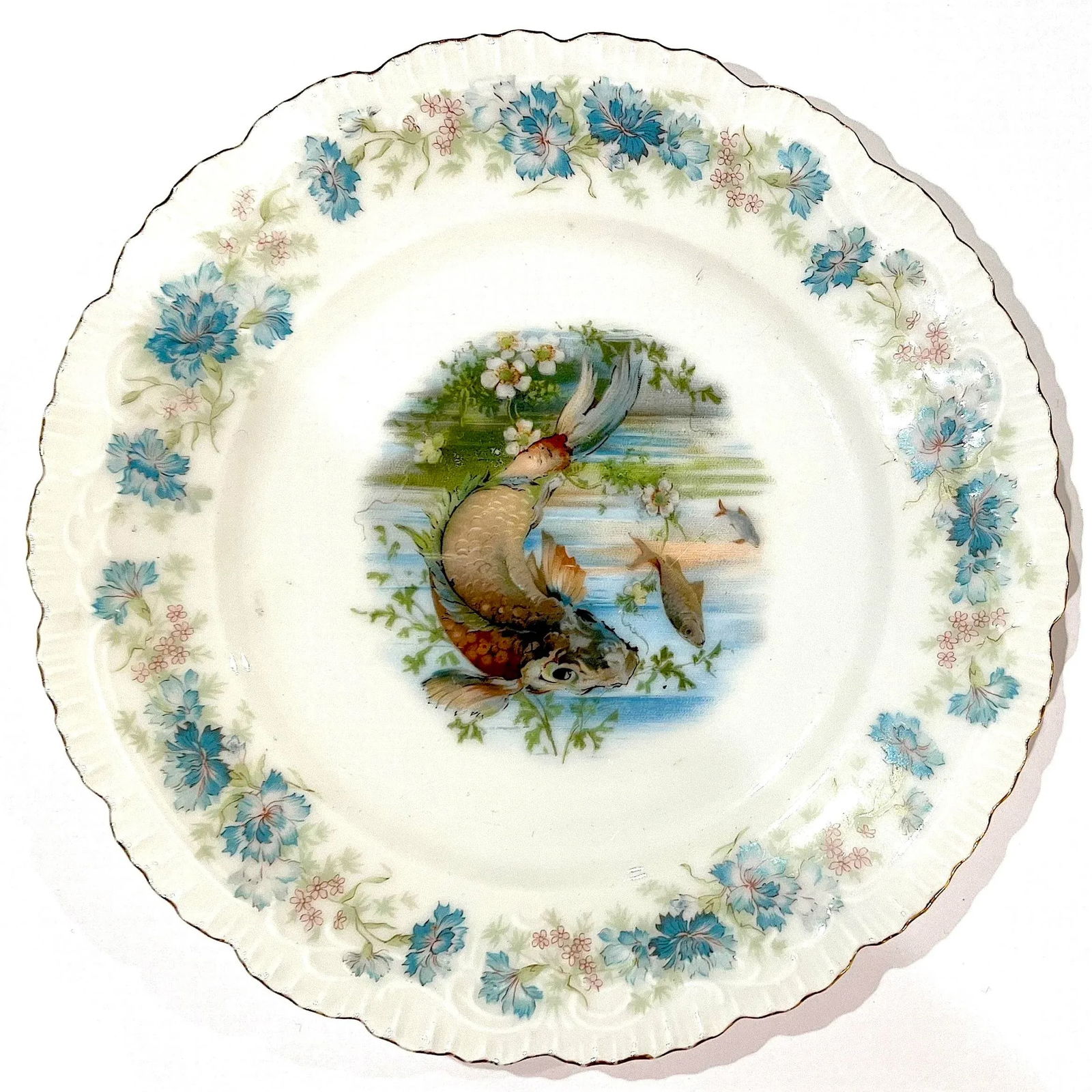 Antique Edwardian Porcelain Fish Service for Eight - Joseph Schachtel, Germany- 9 Pieces - 8