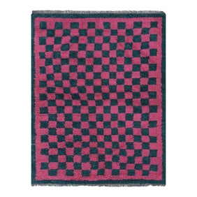 Checkered Wool Turkish Tulu Rug