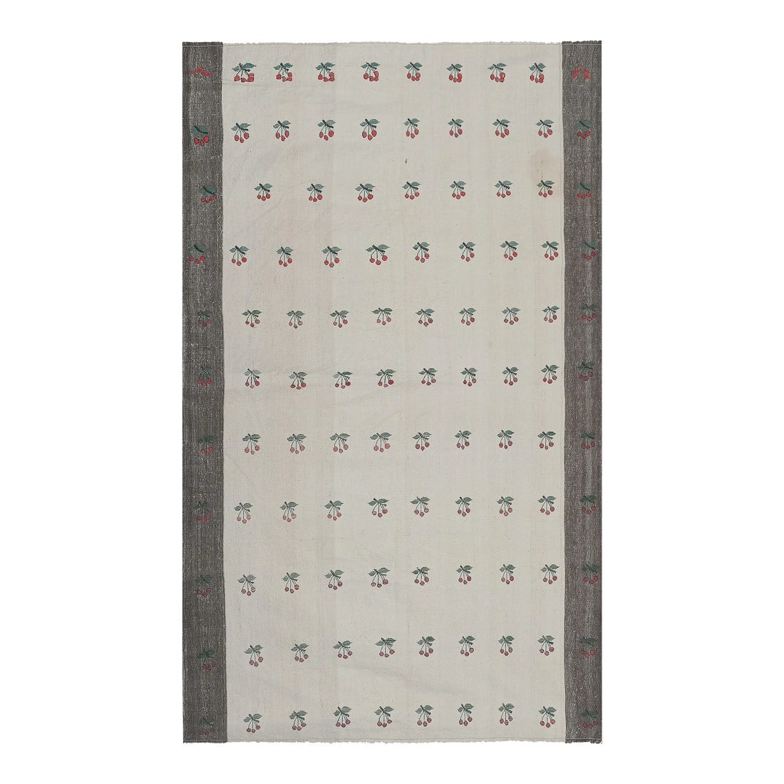 Aubusson Fruit Pattern Turkish Kilim Rug: Aubusson Fruit Pattern Turkish Kilim Rug 5'7" x 9'8" 66" x 116" / 170 x 295 Cm Hand woven with high quality pure wool Excellent condition From TURKEY Works well with all styles of home decor-adds 