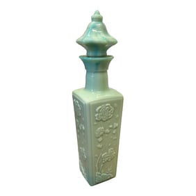 Vintage Green Jade Milk Glass Jim Beam Decanter