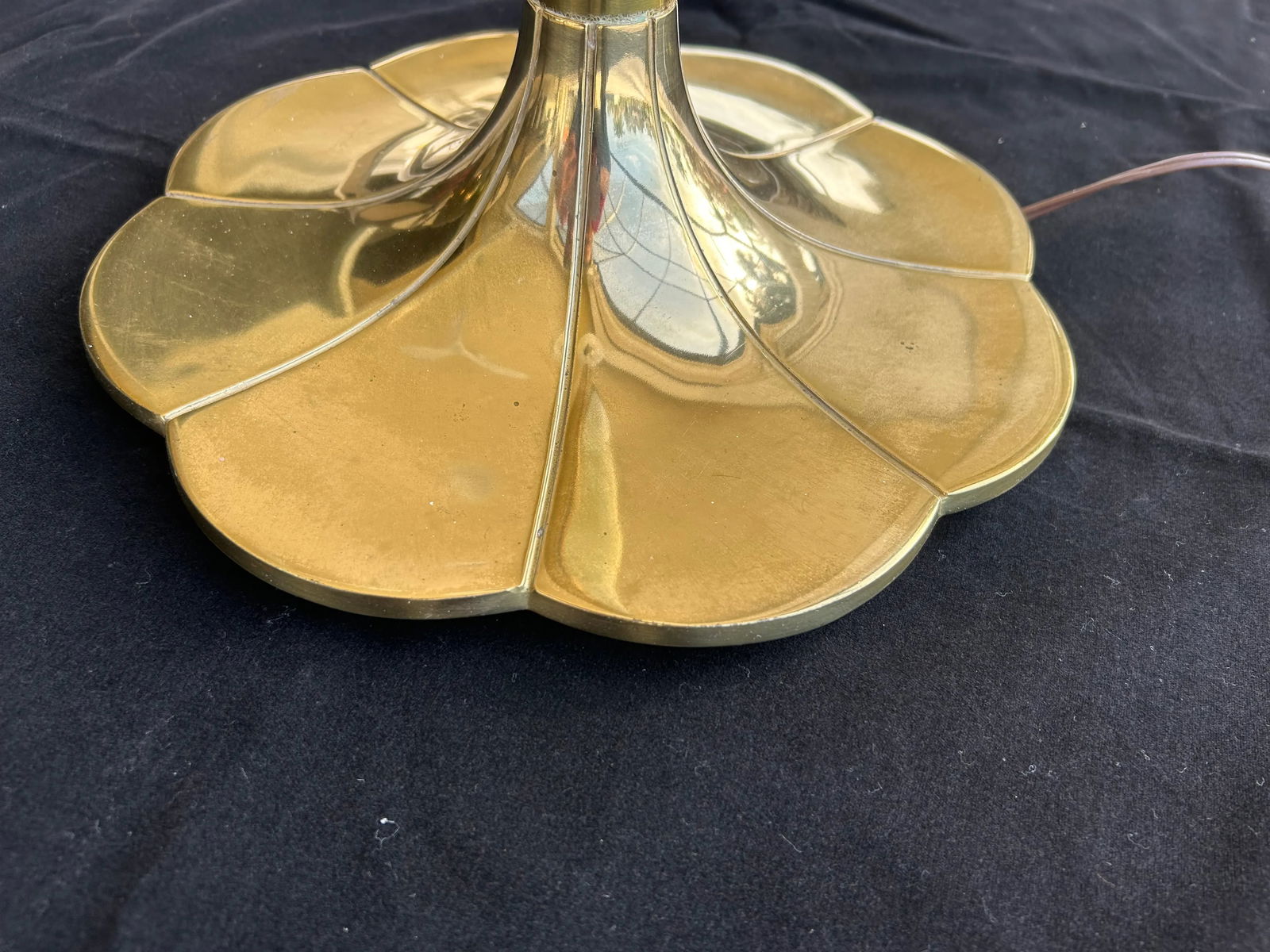 Vintage Stiffel Brass Tulip Torchiere Floor Lamp Original Milk Glass Diffuser - 3