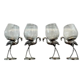 Metal Flamingo Wine Glasses - Set of 4