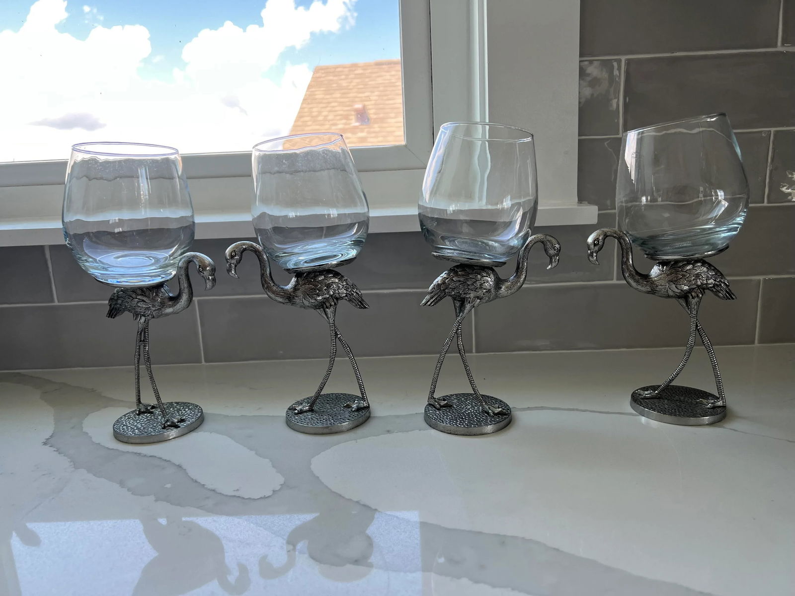 Metal Flamingo Wine Glasses - Set of 4 - 2