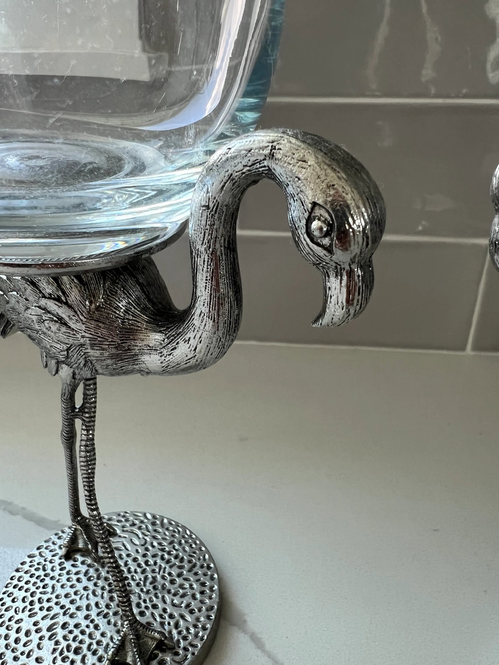 Metal Flamingo Wine Glasses - Set of 4 - 6