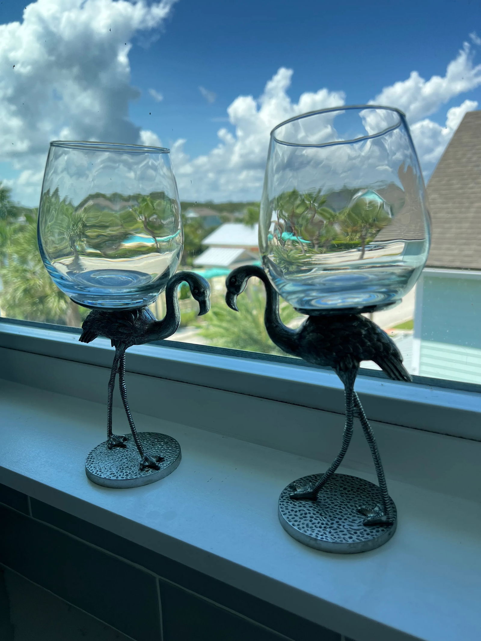 Metal Flamingo Wine Glasses - Set of 4 - 7