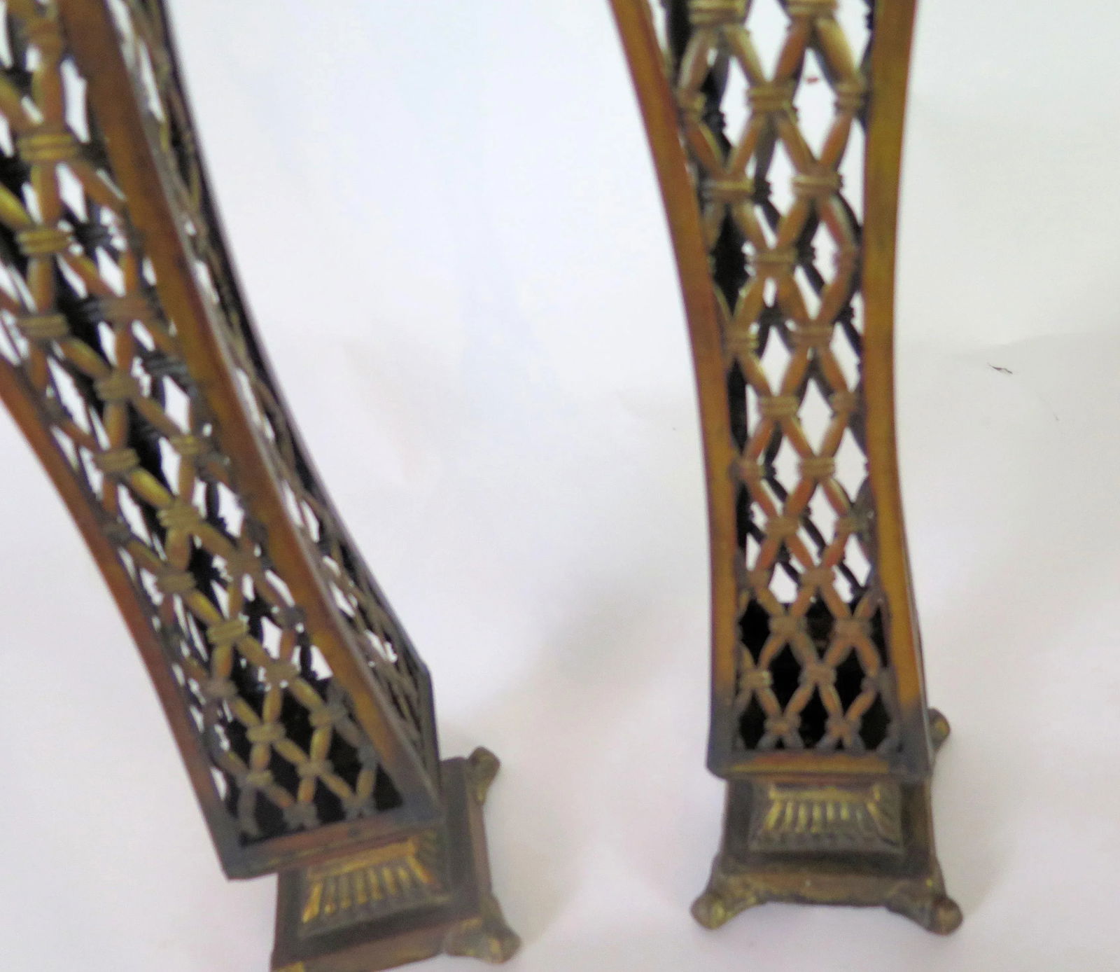 25" Mid Century Asian Style Metal Candle Holders/A Pair - 3