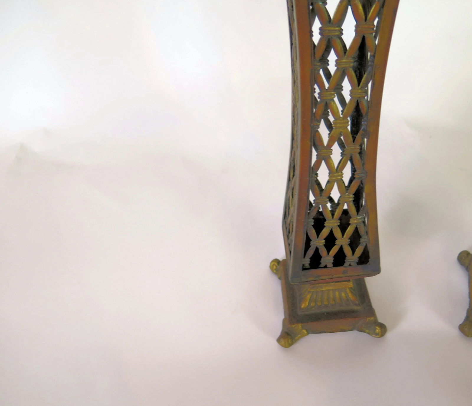 25" Mid Century Asian Style Metal Candle Holders/A Pair - 4