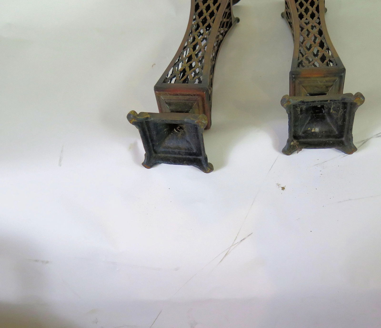 25" Mid Century Asian Style Metal Candle Holders/A Pair - 5