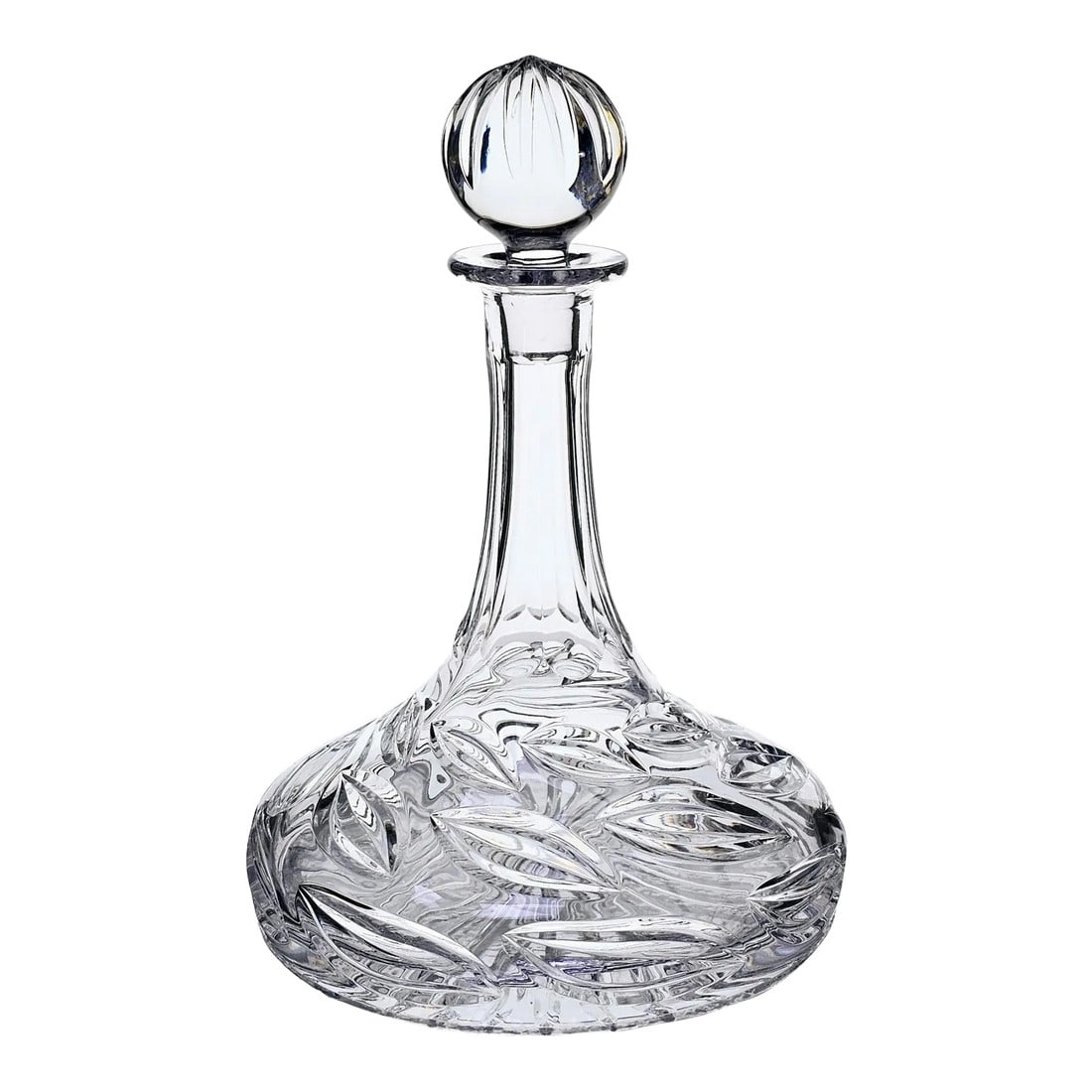 Crystal Captain's Decanter Leaf Leaves Cut Glass (1 of 12)