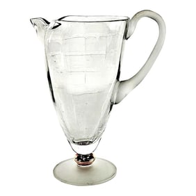 Crystal Clear Glass Water/Tea Pitcher With Frosted Handle