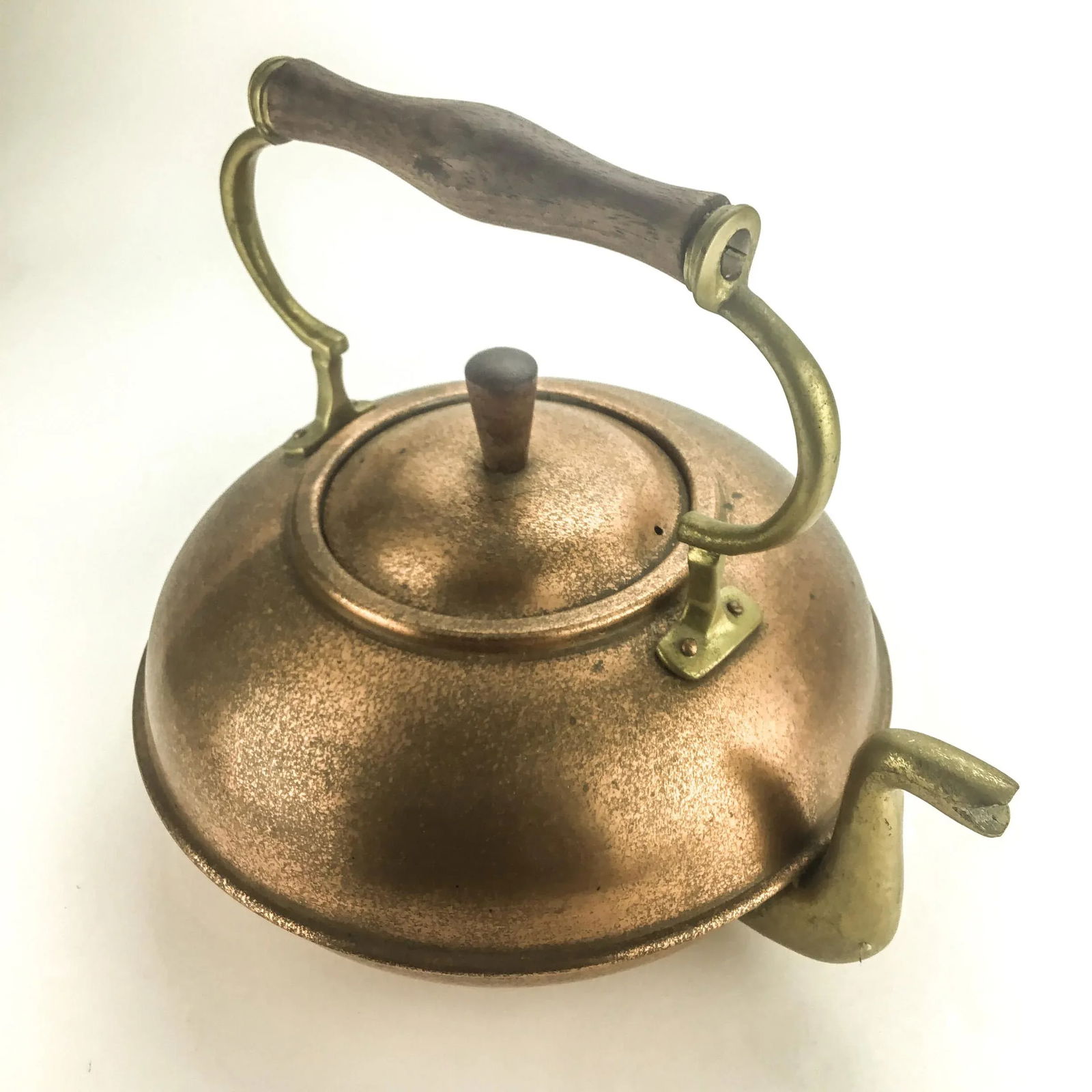 Vintage Copper and Wood Tea Kettle After Francis Sanderson - 2