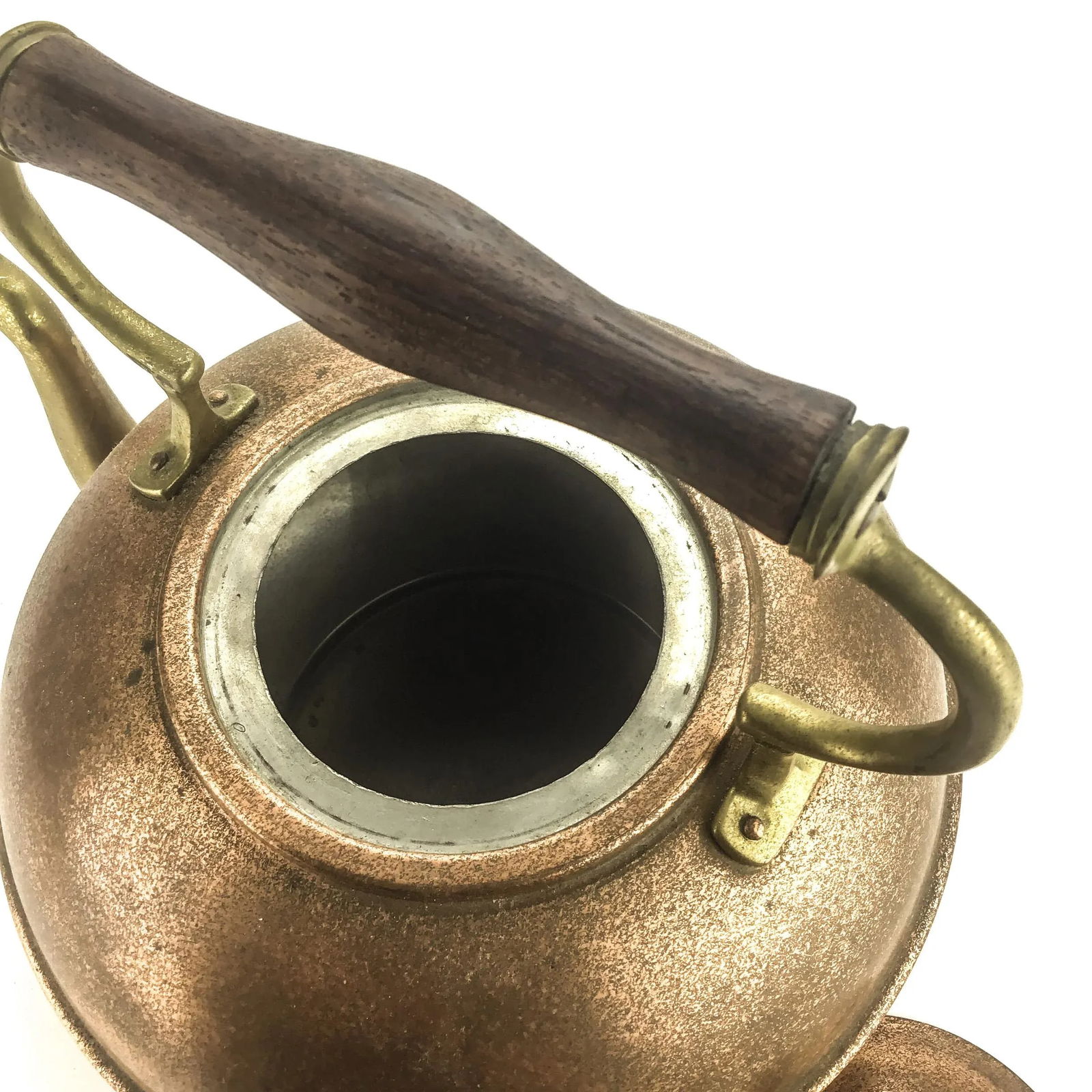 Vintage Copper and Wood Tea Kettle After Francis Sanderson - 4
