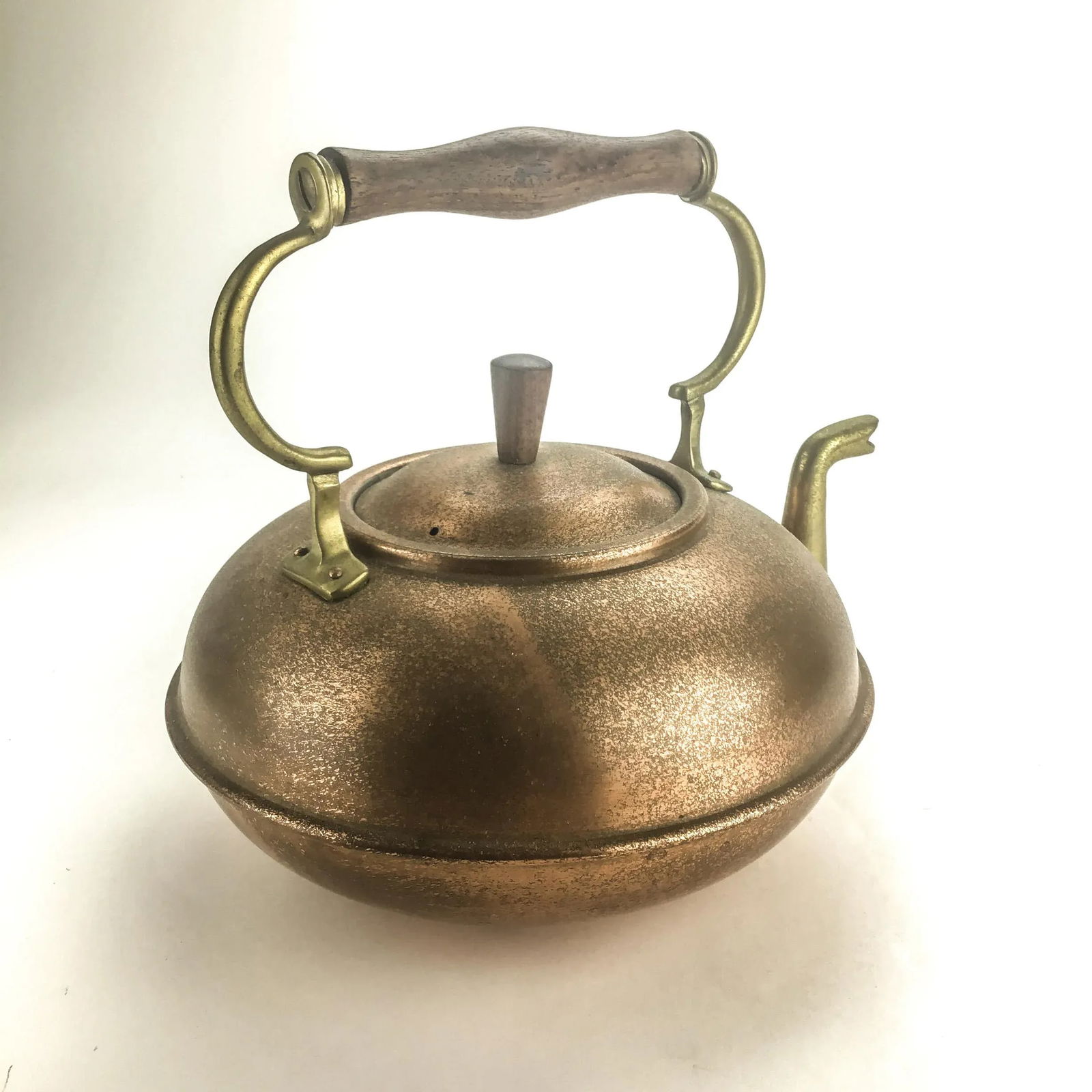 Vintage Copper and Wood Tea Kettle After Francis Sanderson - 5