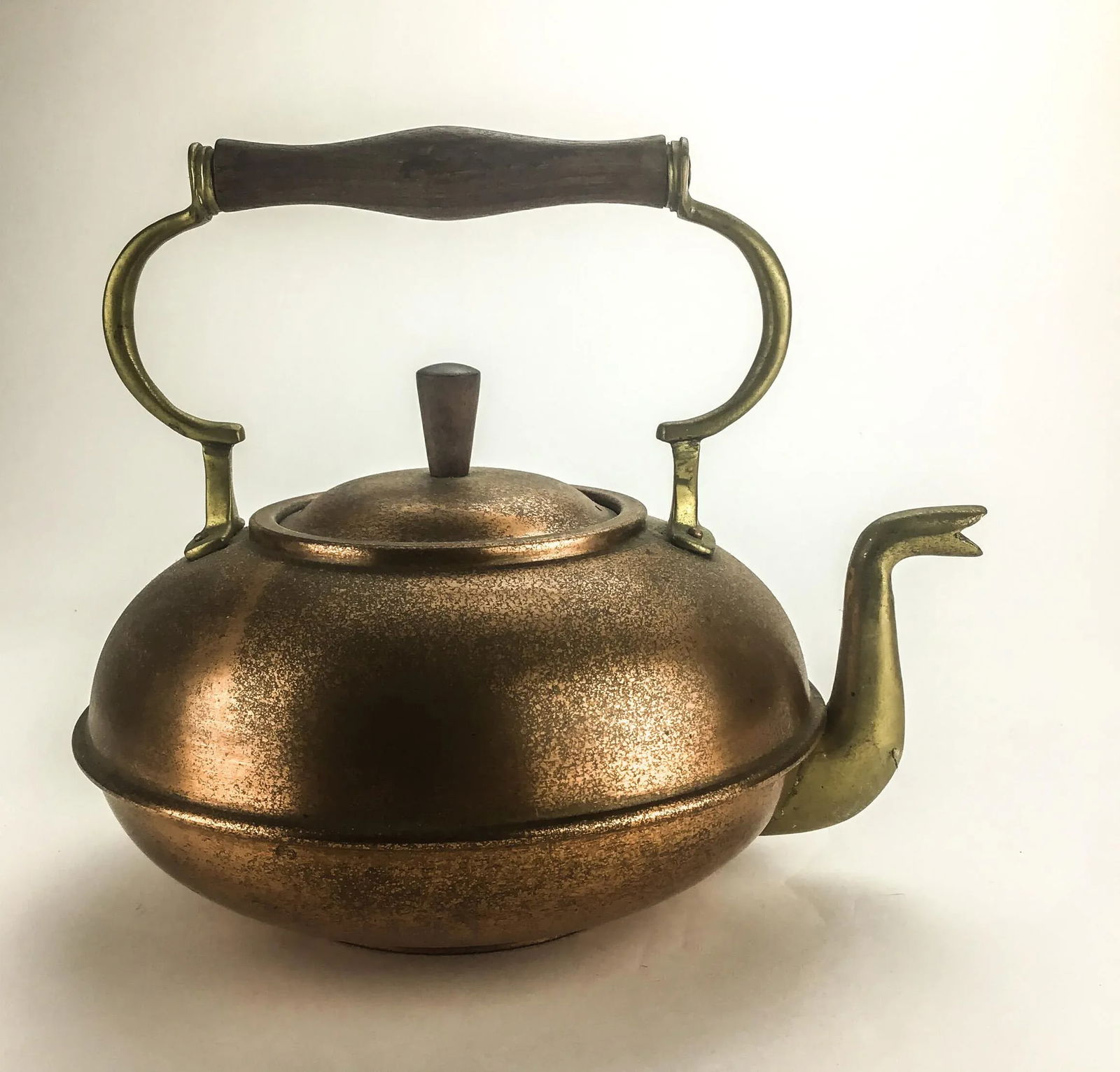 Vintage Copper and Wood Tea Kettle After Francis Sanderson - 7