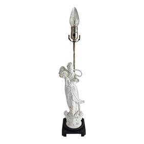 Chinese Quan Yin Blanc De Chine Figural Lamp 23" Tall