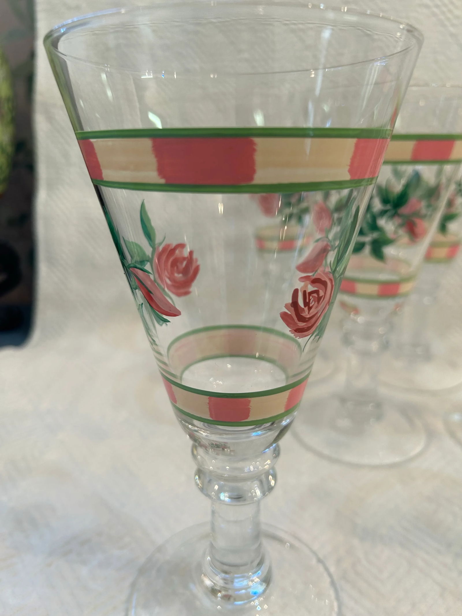 Early 21st Century Wedgwood "English Cottage" Hand Painted Goblets - a Set of 7 - 4