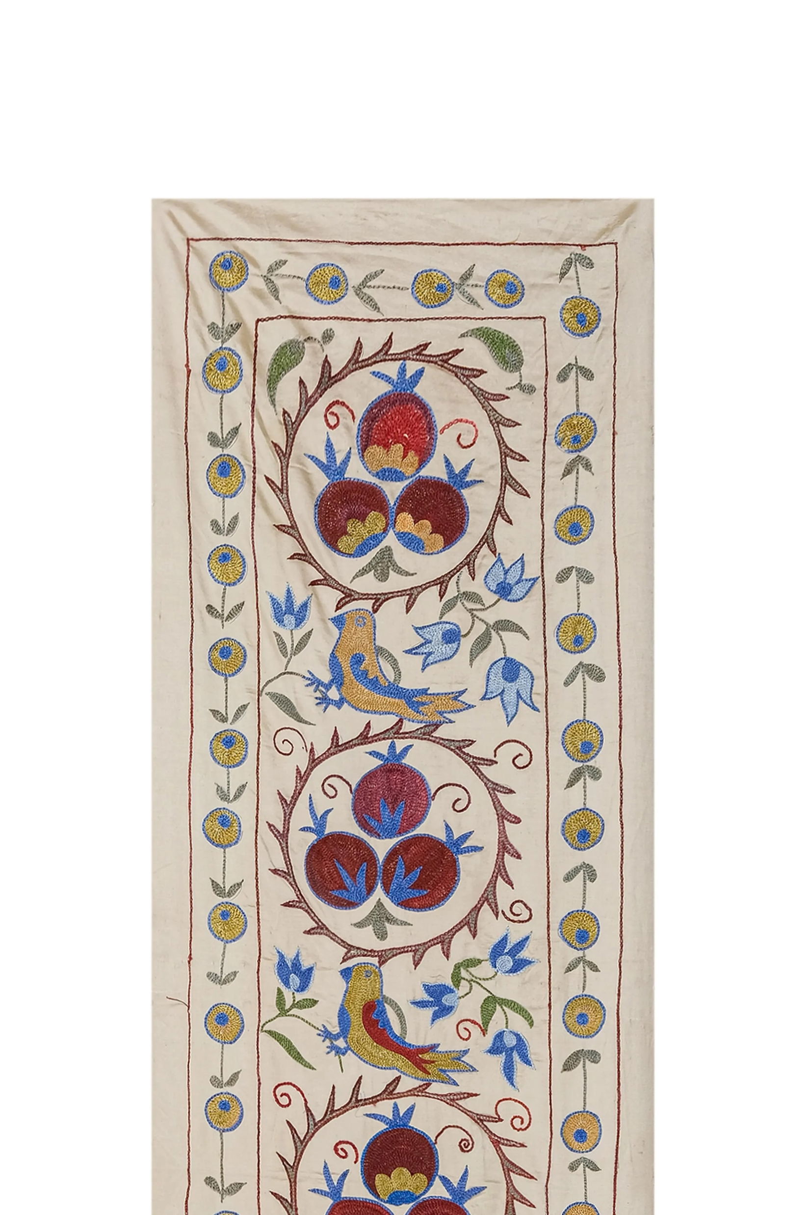 Bird Pictorial Suzani Table Runner 1'9'' X 6'2'' - 2