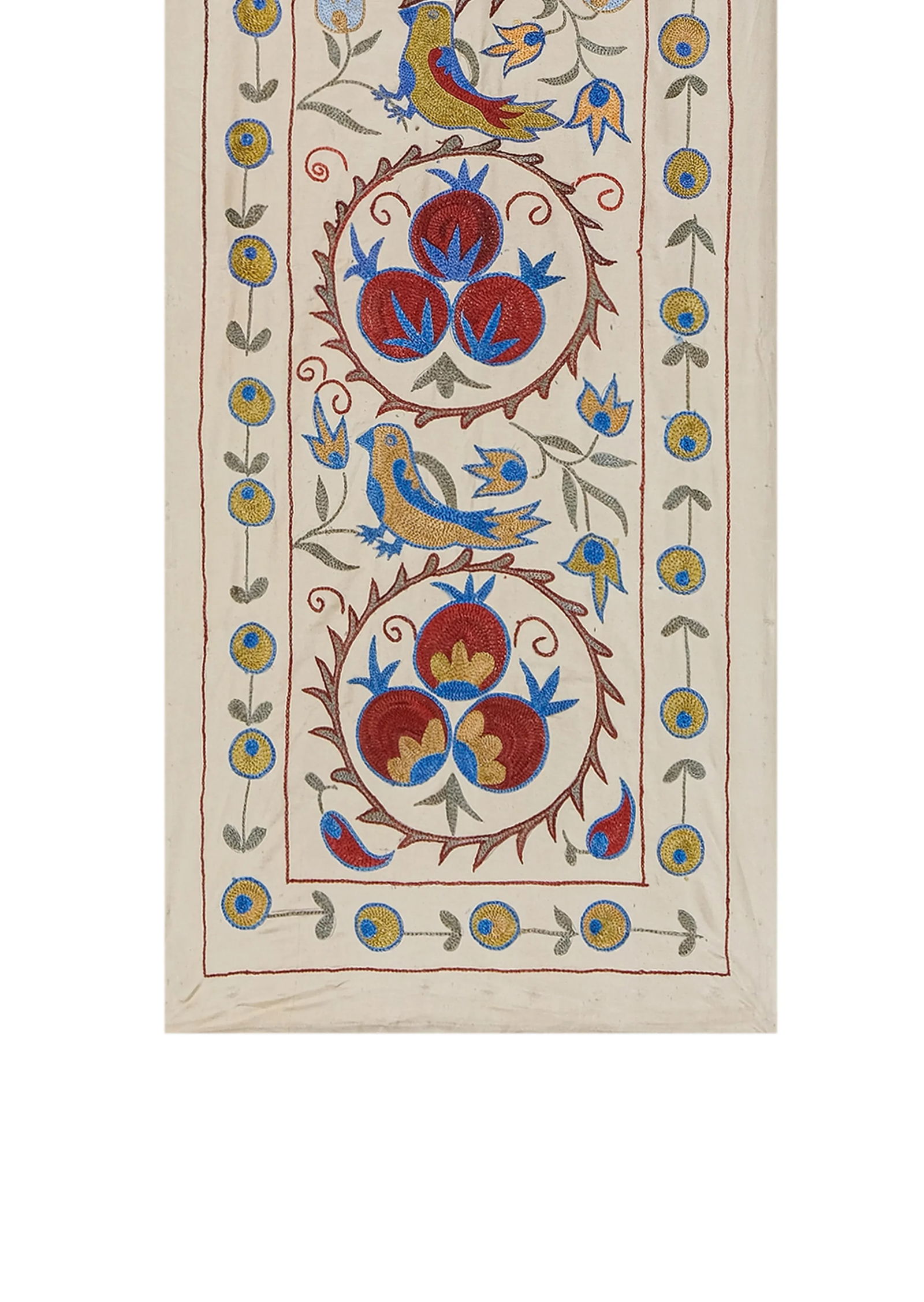 Bird Pictorial Suzani Table Runner 1'9'' X 6'2'' - 3